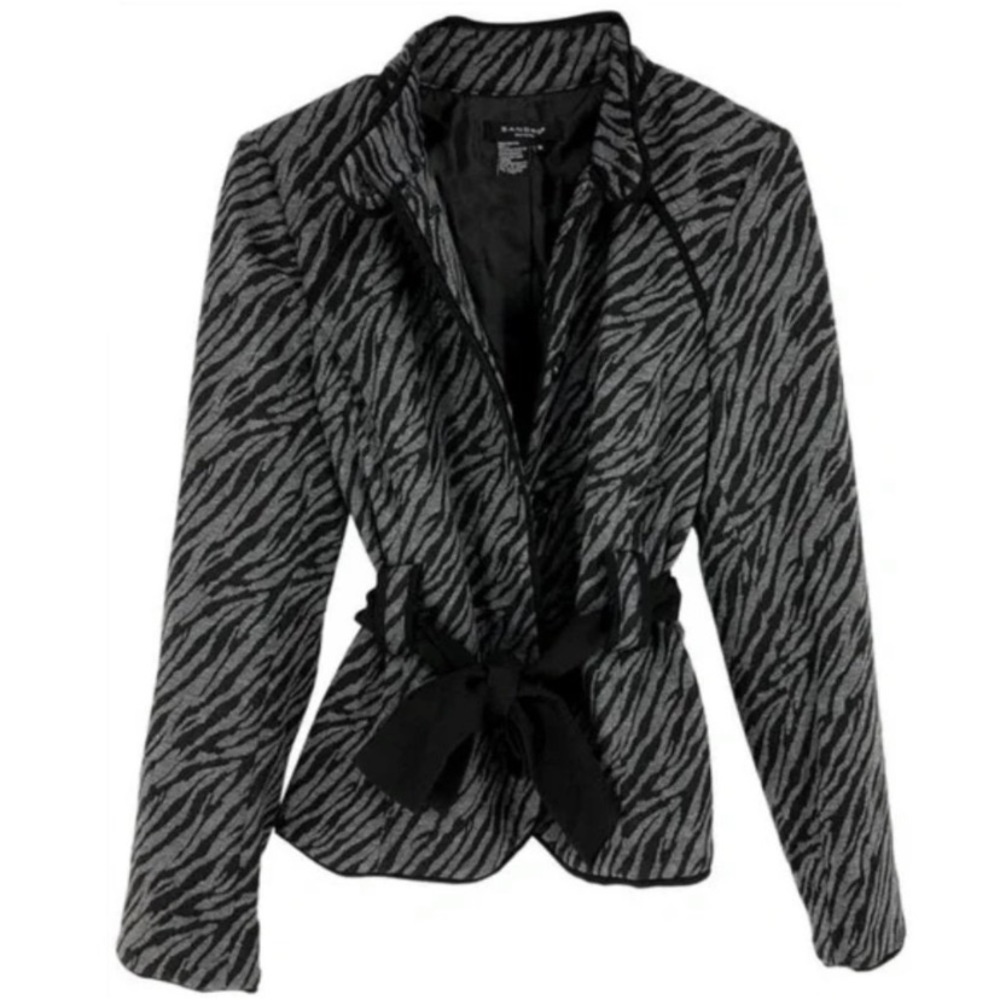 Sandro Black and Gray Zebra Print Jacket